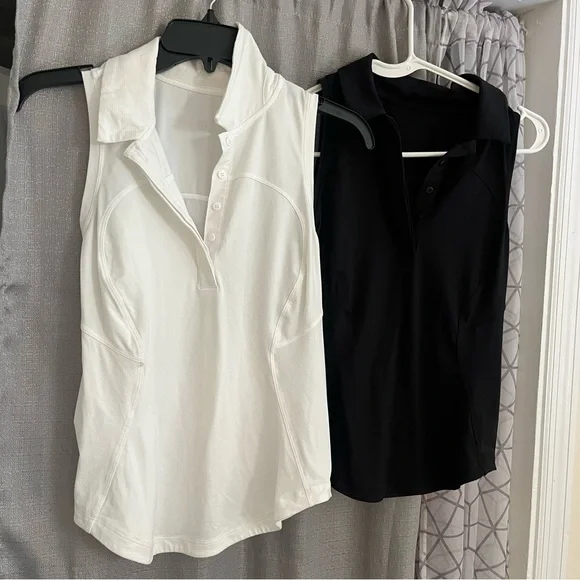 2 Lululemon Women’s Sleeveless Polo Tank Tops White and Black 6 - Picture 6 of 6